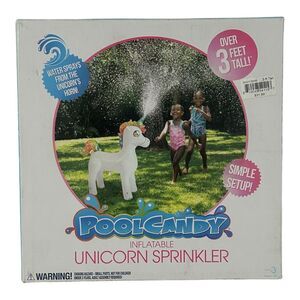 Pool Candy Inflatable Unicorn Sprinkler Over 3 Feet Tall Summer Water Fun NEW